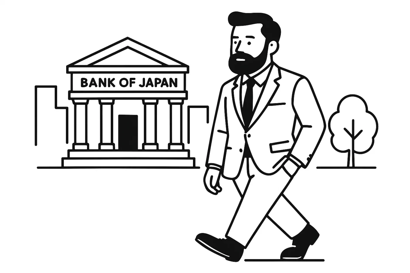 日銀の前を歩く社長