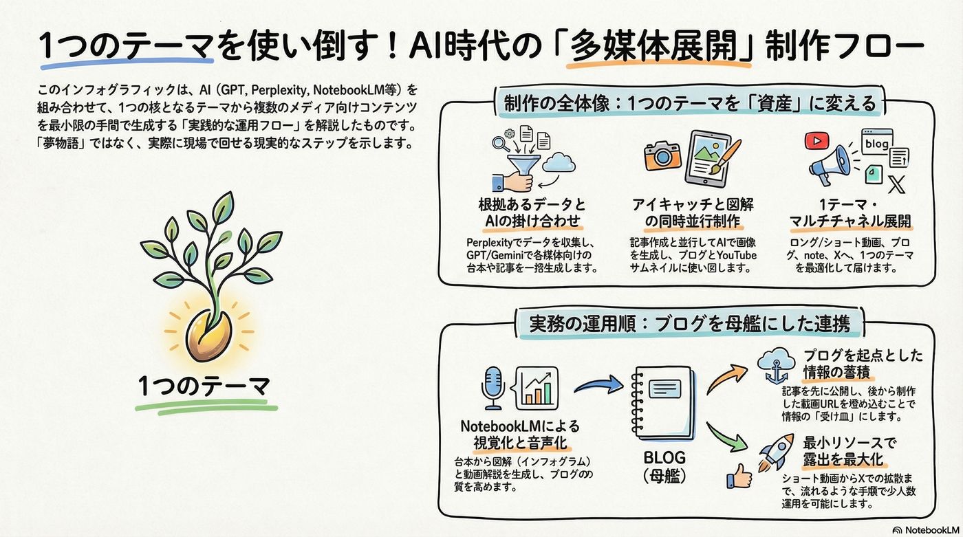 1つのテーマを複数媒体に展開するAI活用の実務フロー
